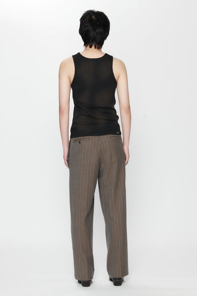 PLEATED SUIT PANT - CHOCOLATE PINSTRIPE