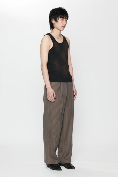 PLEATED SUIT PANT - CHOCOLATE PINSTRIPE