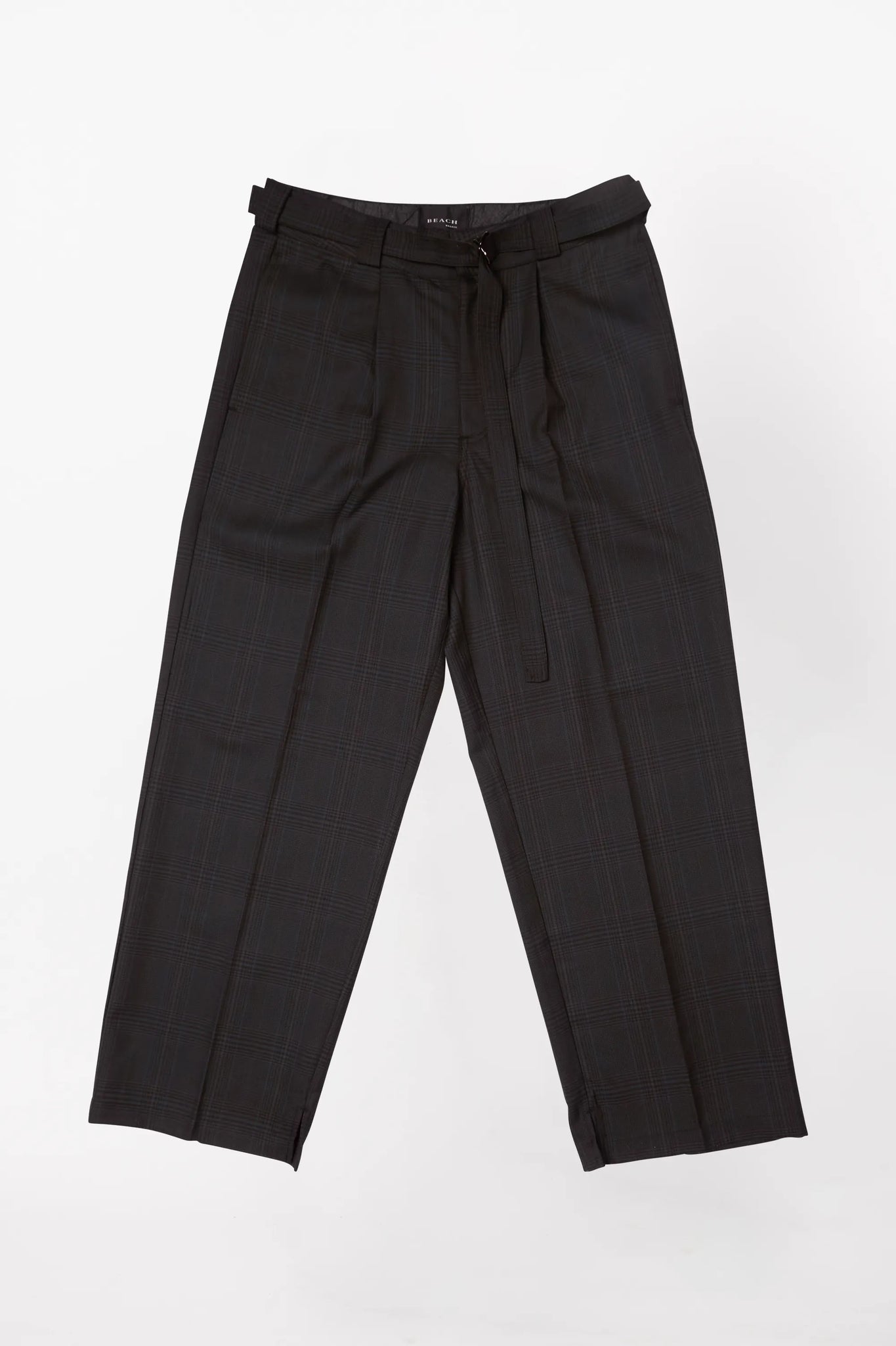 PLEATED SUIT PANT - DARK PLAID