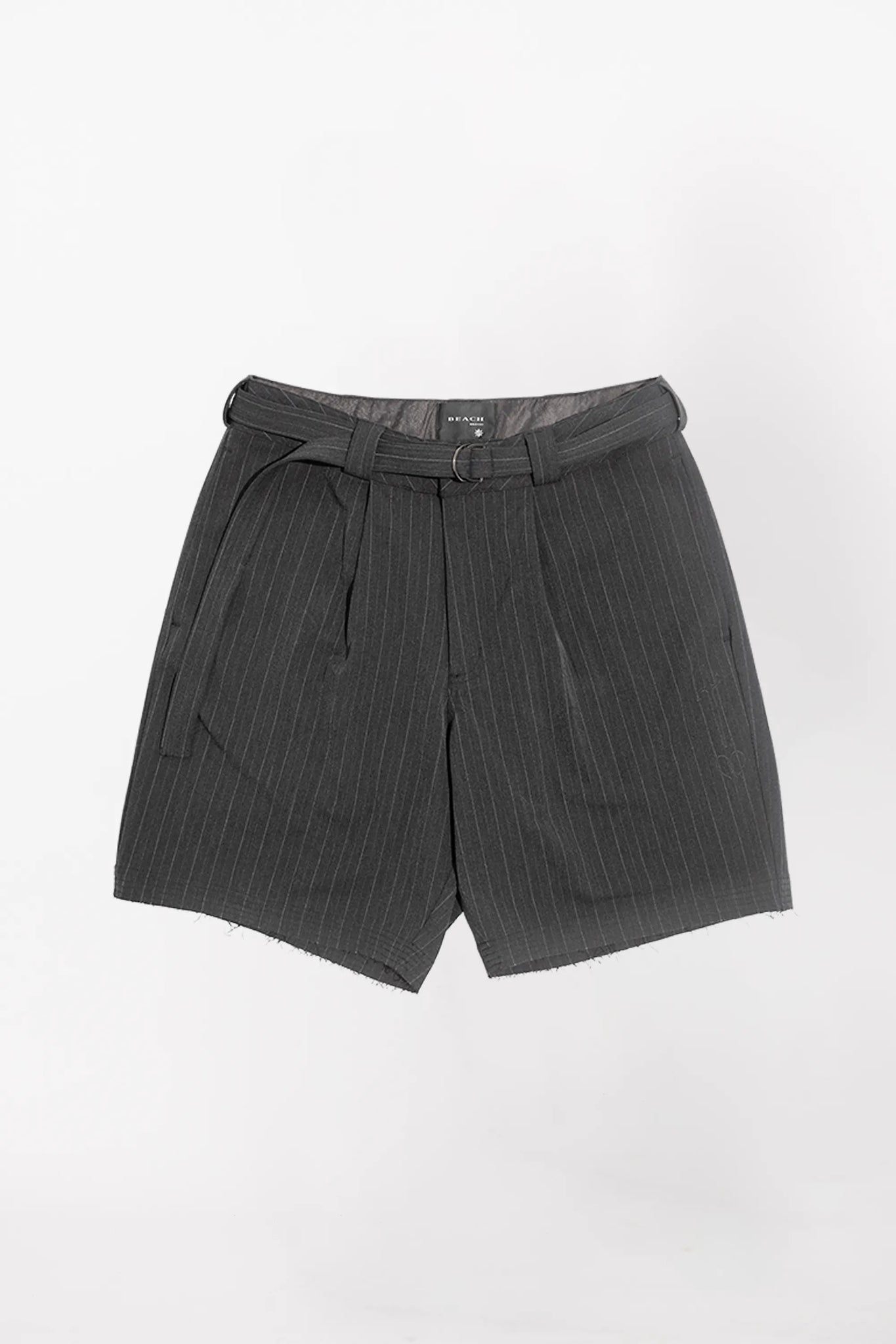 PLEATED SUIT SHORT - CHARCOAL PINSTRIPE