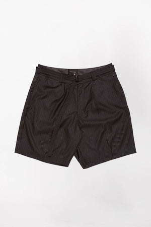 PLEATED SUIT SHORT - DARK PINSTRIPE