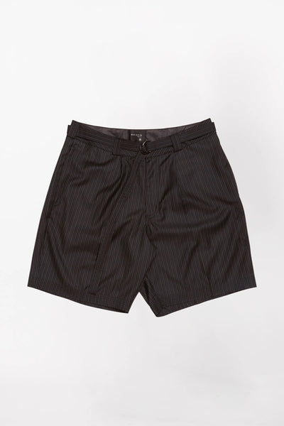 PLEATED SUIT SHORT - DARK PINSTRIPE