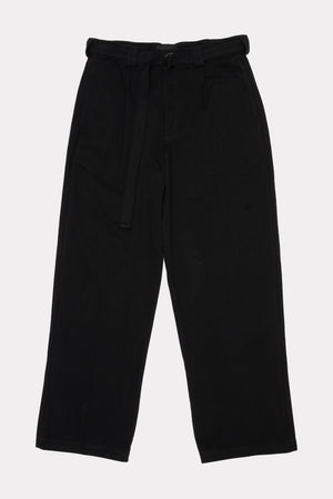 Pleated Work Pants in Black by Beach Brains on a white background