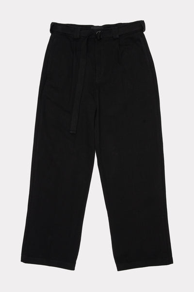 Pleated Work Pants in Black by Beach Brains on a white background