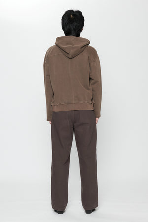 STAR BOMBER ZIP HOODIE - CHOCOLATE