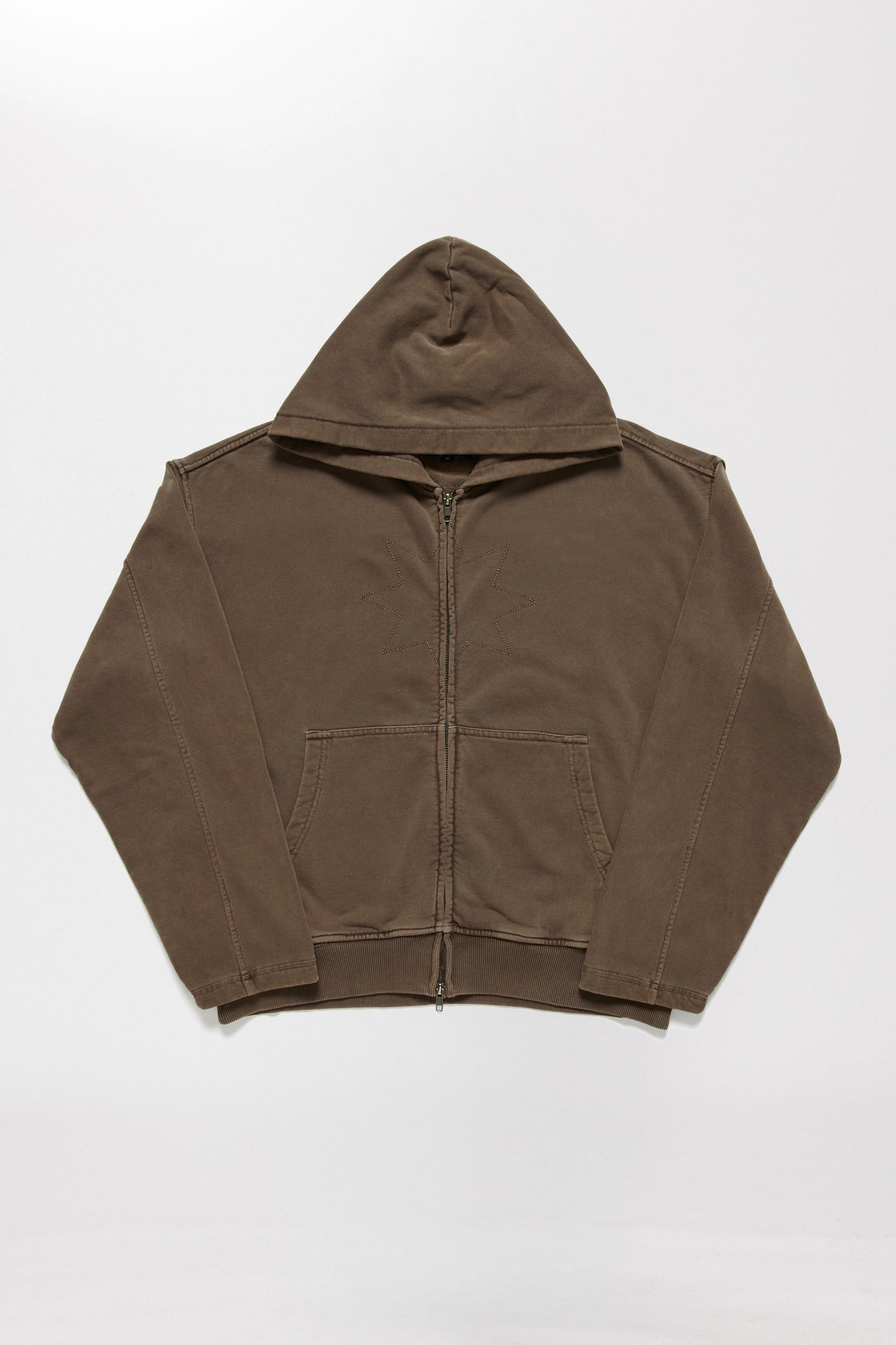 STAR BOMBER ZIP HOODIE - CHOCOLATE