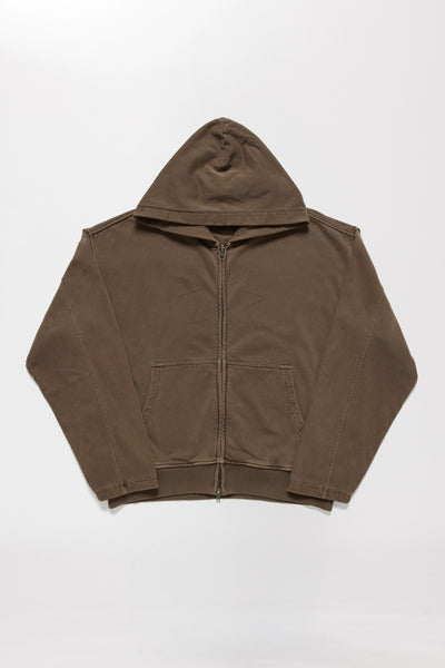 STAR BOMBER ZIP HOODIE - CHOCOLATE