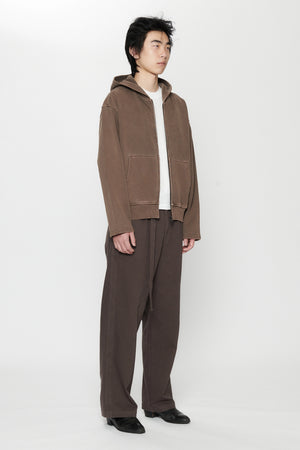 STAR BOMBER ZIP HOODIE - CHOCOLATE