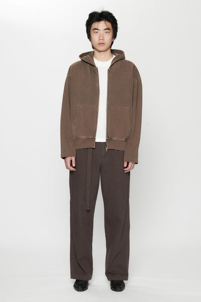 STAR BOMBER ZIP HOODIE - CHOCOLATE