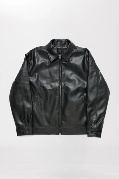 VEGAN LEATHER JACKET - JET BLACK