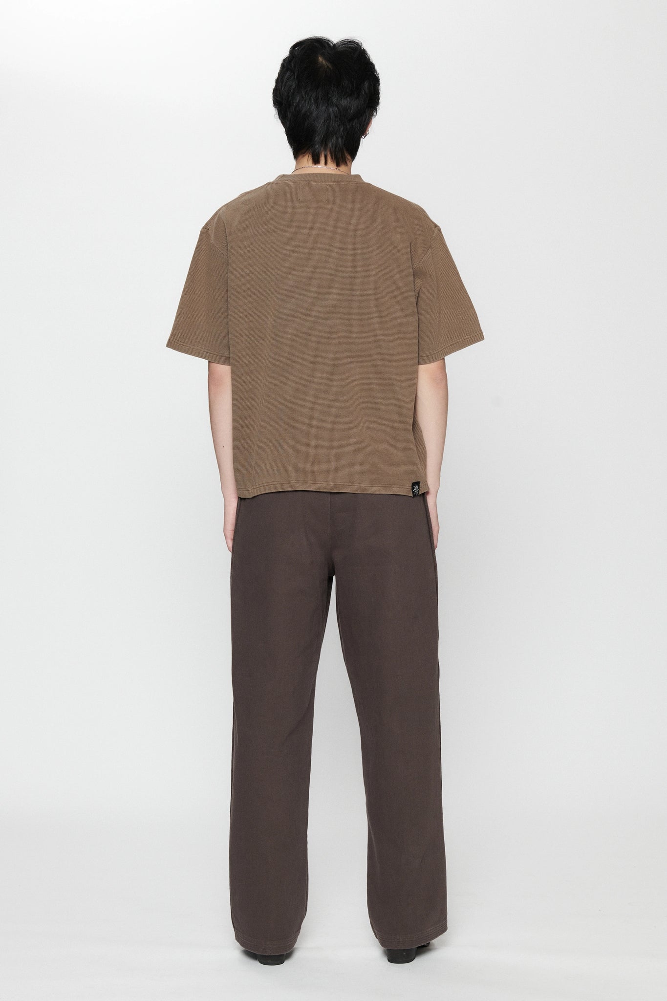 WAFFLE BOXY T-SHIRT - BROWN