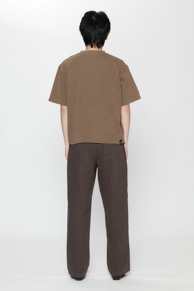 WAFFLE BOXY T-SHIRT - BROWN