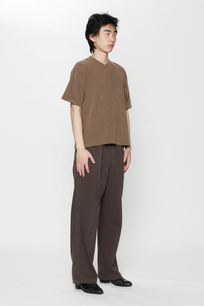 WAFFLE BOXY T-SHIRT - BROWN