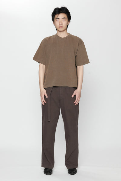 WAFFLE BOXY T-SHIRT - BROWN