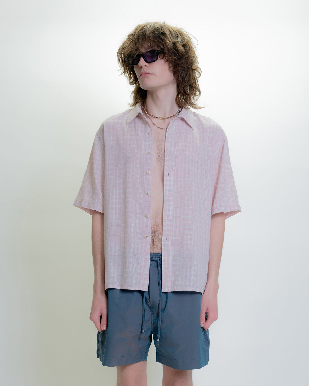 ALL DAY SHIRT - PINK GRID