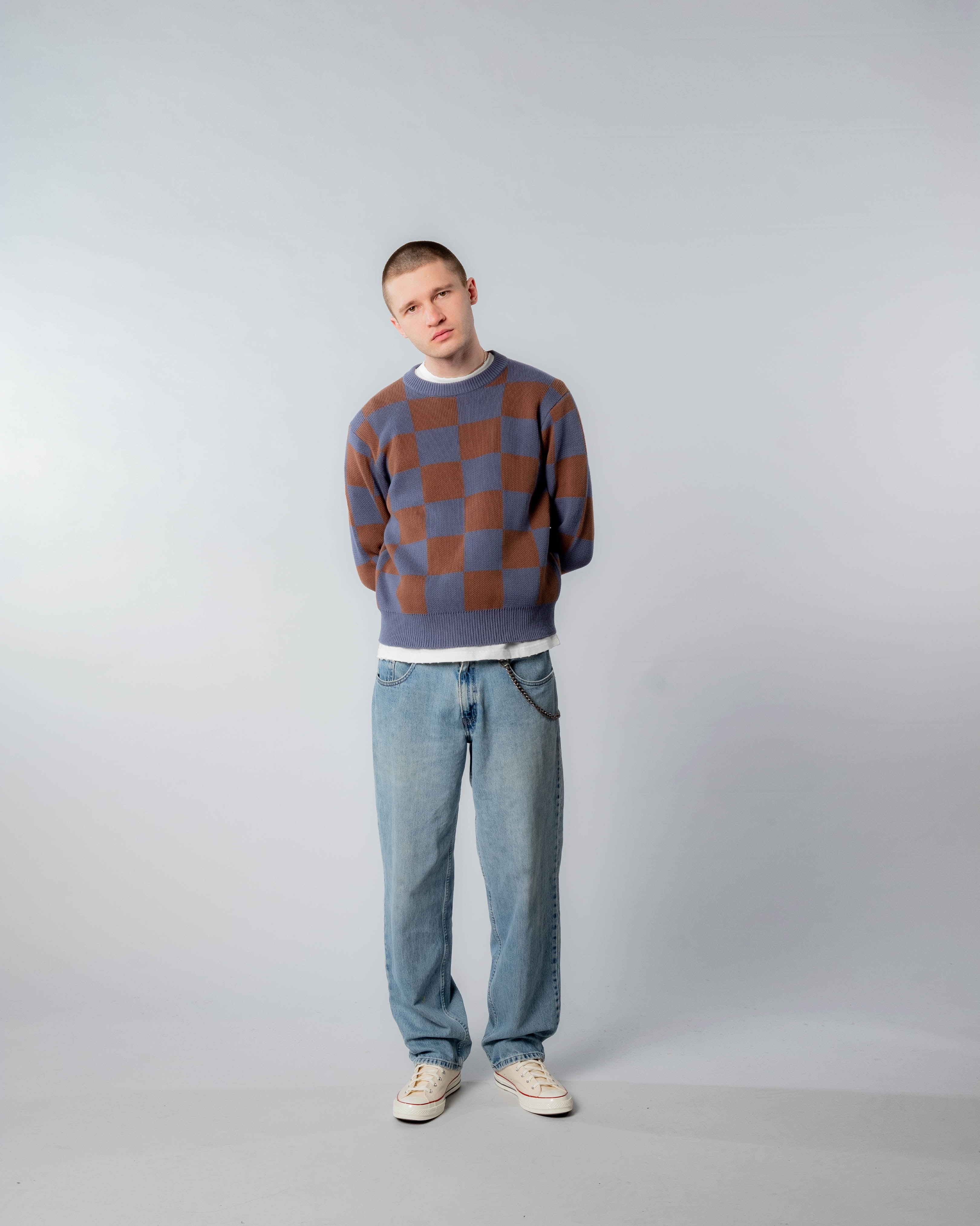 CHECK KNIT CREW