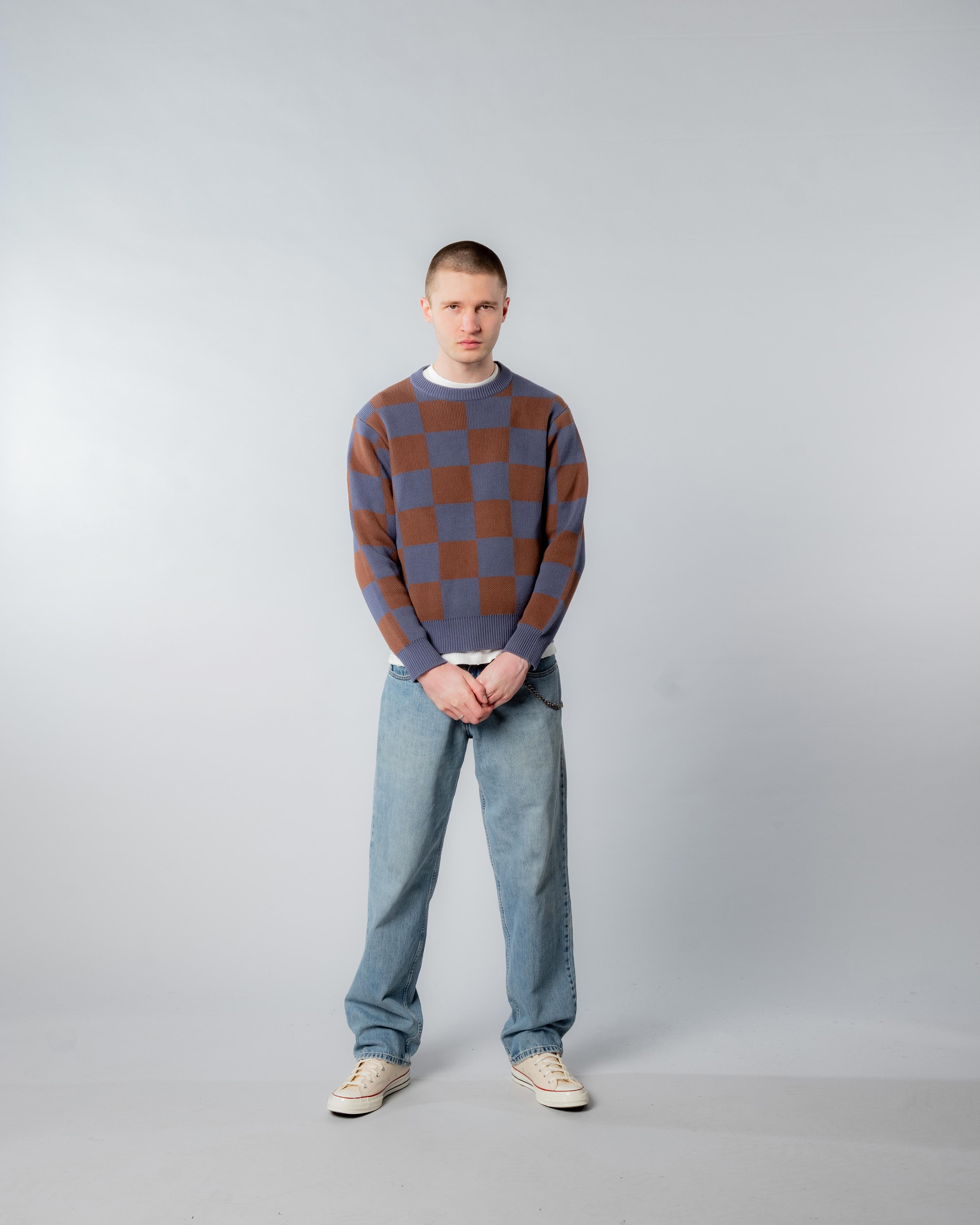 CHECK KNIT CREW