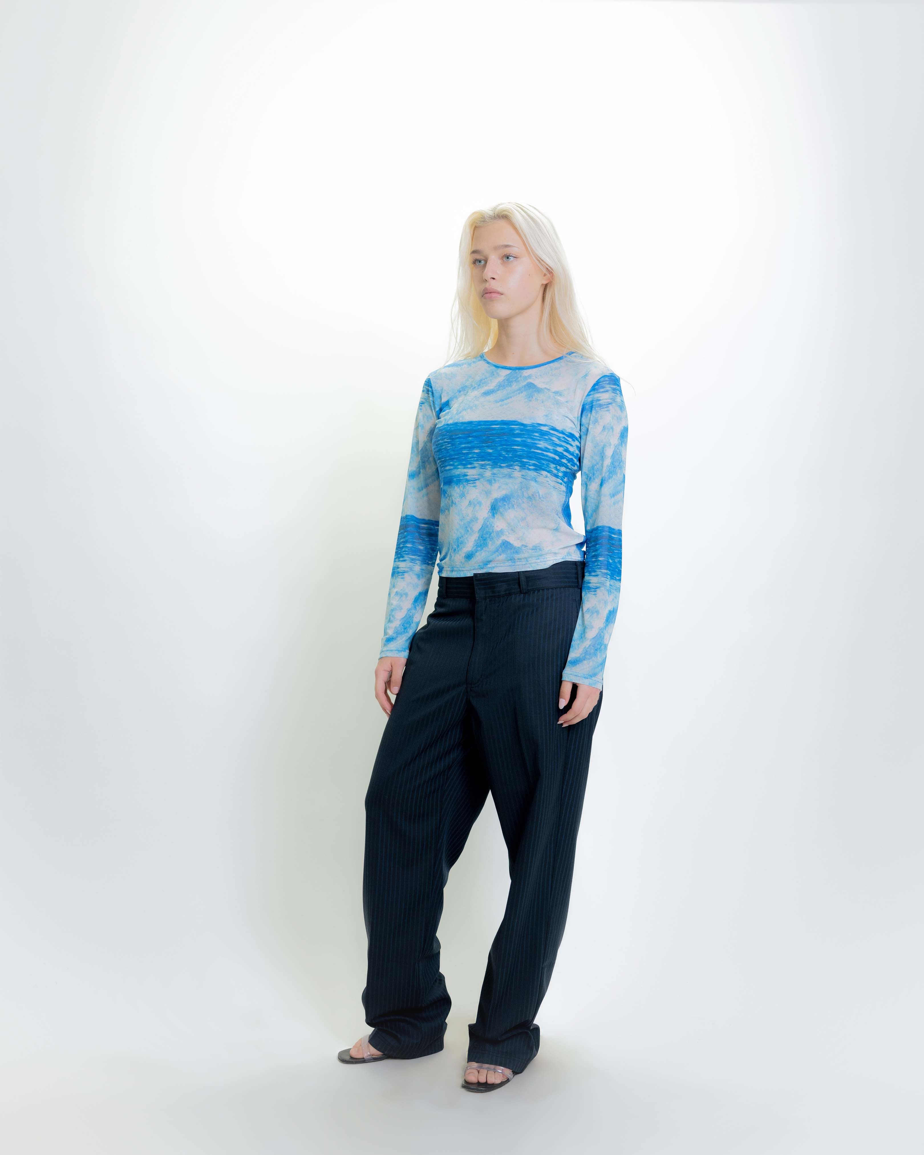 SUITS ME PANT - BLACK/BLUE STRIPE